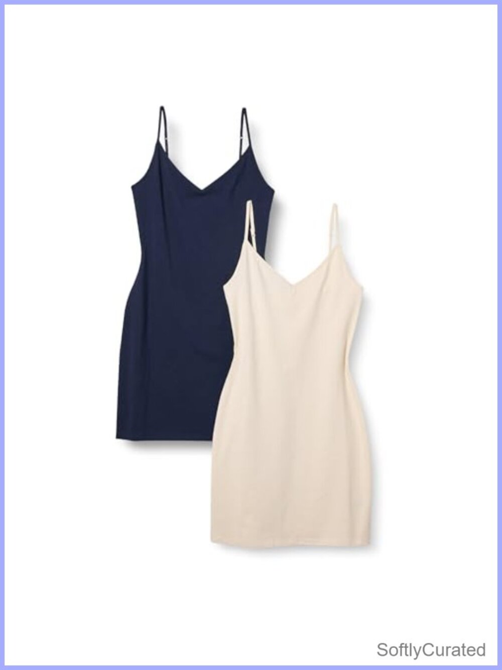 Women's V Neck Slim Fit Cotton Slip Dress Adjustable Cami Straps